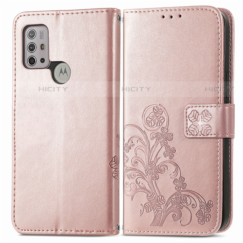 Handytasche Stand Schutzhülle Flip Leder Hülle Blumen für Motorola Moto G10 Power Rosa Plus