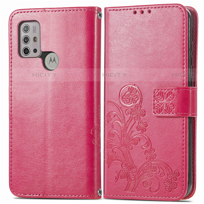 Handytasche Stand Schutzhülle Flip Leder Hülle Blumen für Motorola Moto G10 Rot