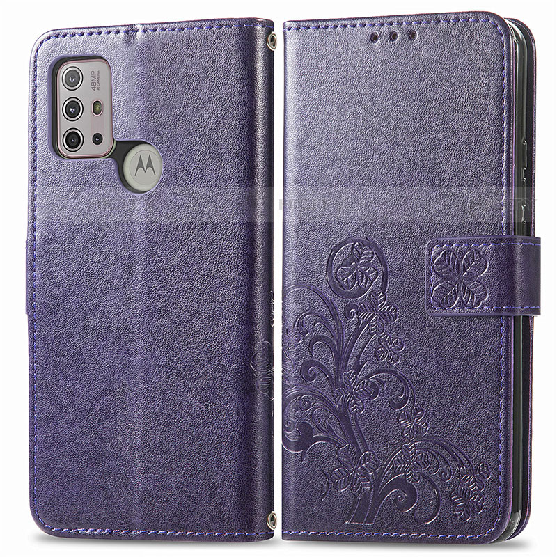 Handytasche Stand Schutzhülle Flip Leder Hülle Blumen für Motorola Moto G30 Violett