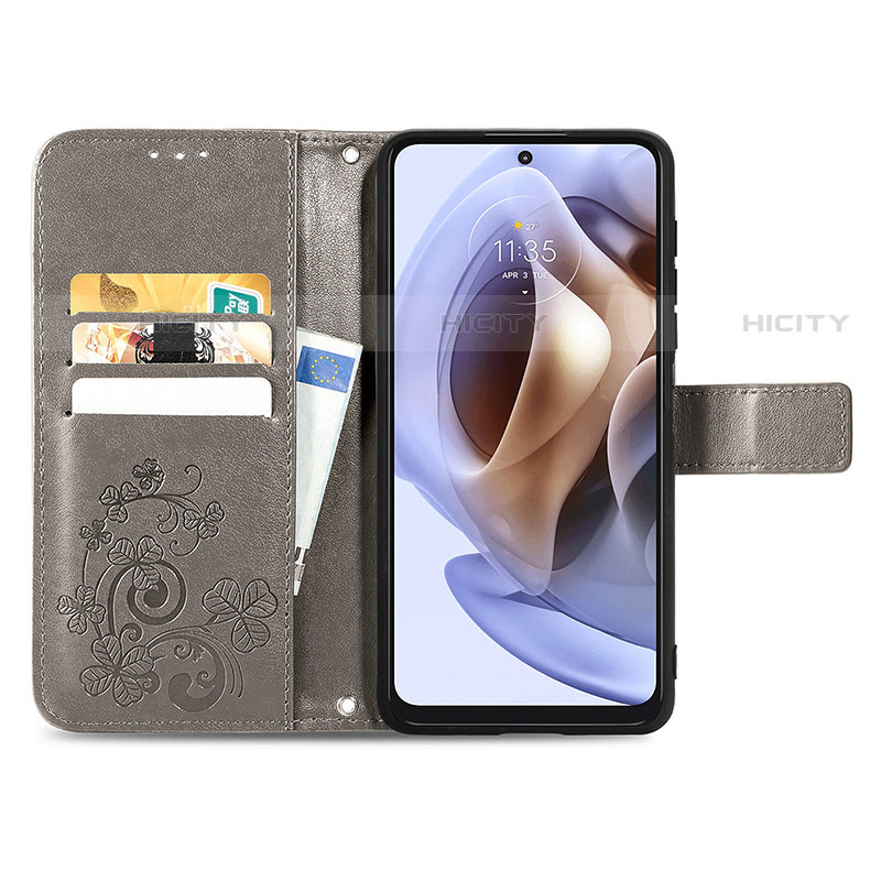 Handytasche Stand Schutzhülle Flip Leder Hülle Blumen für Motorola Moto G31 groß