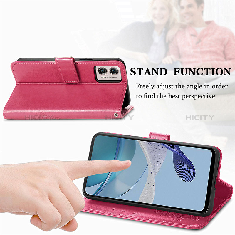 Handytasche Stand Schutzhülle Flip Leder Hülle Blumen für Motorola Moto G53 5G groß