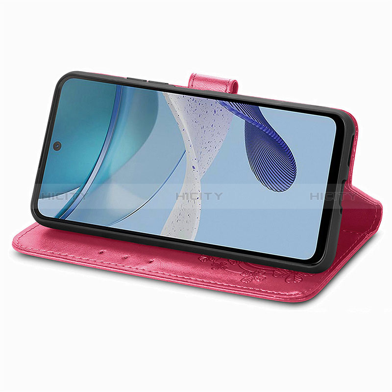 Handytasche Stand Schutzhülle Flip Leder Hülle Blumen für Motorola Moto G53 5G groß