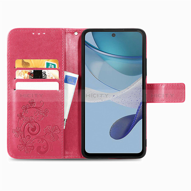 Handytasche Stand Schutzhülle Flip Leder Hülle Blumen für Motorola Moto G53j 5G groß