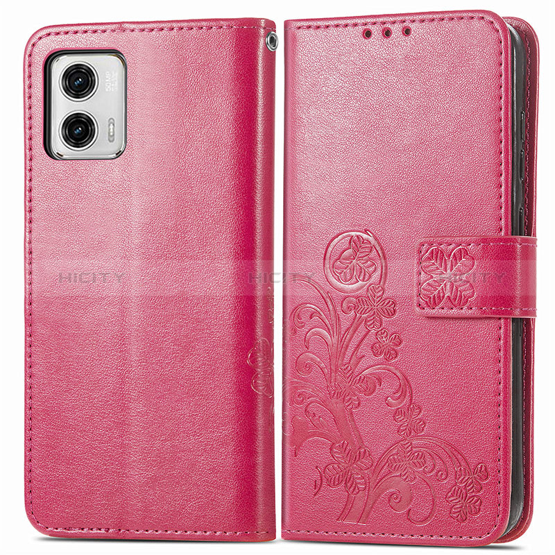 Handytasche Stand Schutzhülle Flip Leder Hülle Blumen für Motorola Moto G73 5G Pink