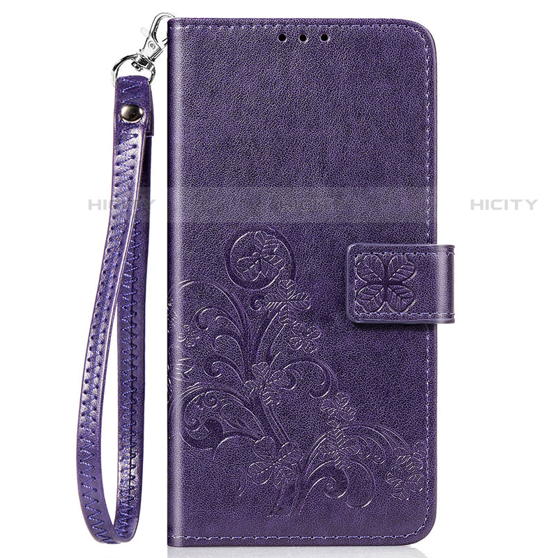 Handytasche Stand Schutzhülle Flip Leder Hülle Blumen für Motorola Moto One Fusion Plus Violett