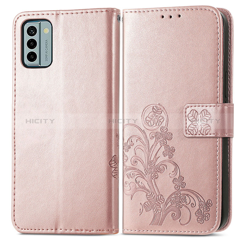 Handytasche Stand Schutzhülle Flip Leder Hülle Blumen für Nokia G22 Rosegold Plus