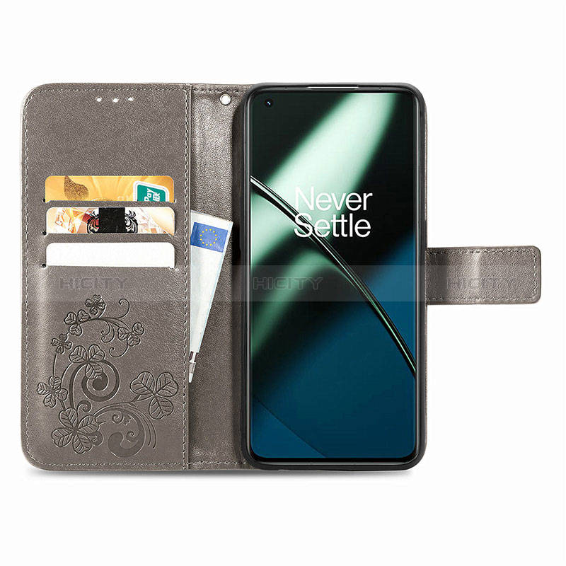 Handytasche Stand Schutzhülle Flip Leder Hülle Blumen für OnePlus 11 5G groß