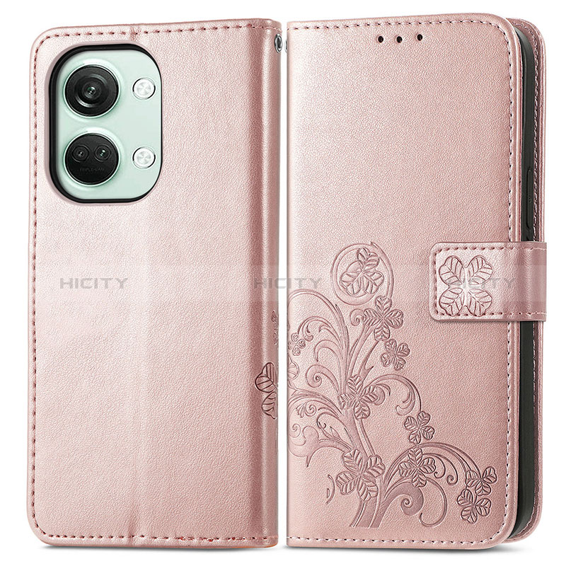 Handytasche Stand Schutzhülle Flip Leder Hülle Blumen für OnePlus Nord 3 5G Rosegold