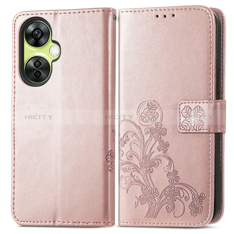 Handytasche Stand Schutzhülle Flip Leder Hülle Blumen für OnePlus Nord CE 3 5G Rosegold Plus