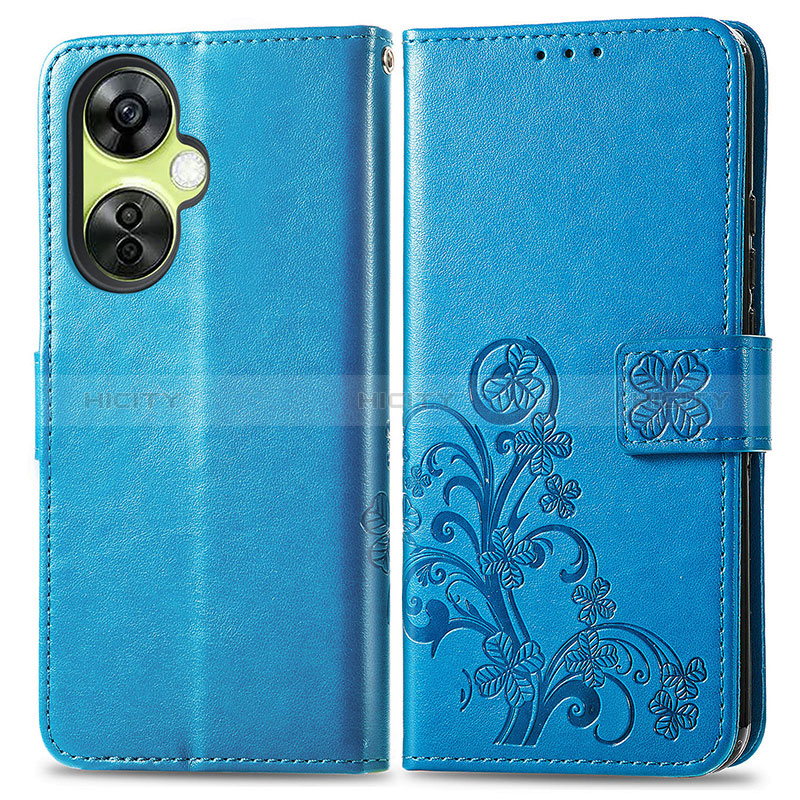 Handytasche Stand Schutzhülle Flip Leder Hülle Blumen für OnePlus Nord N30 5G Blau Plus