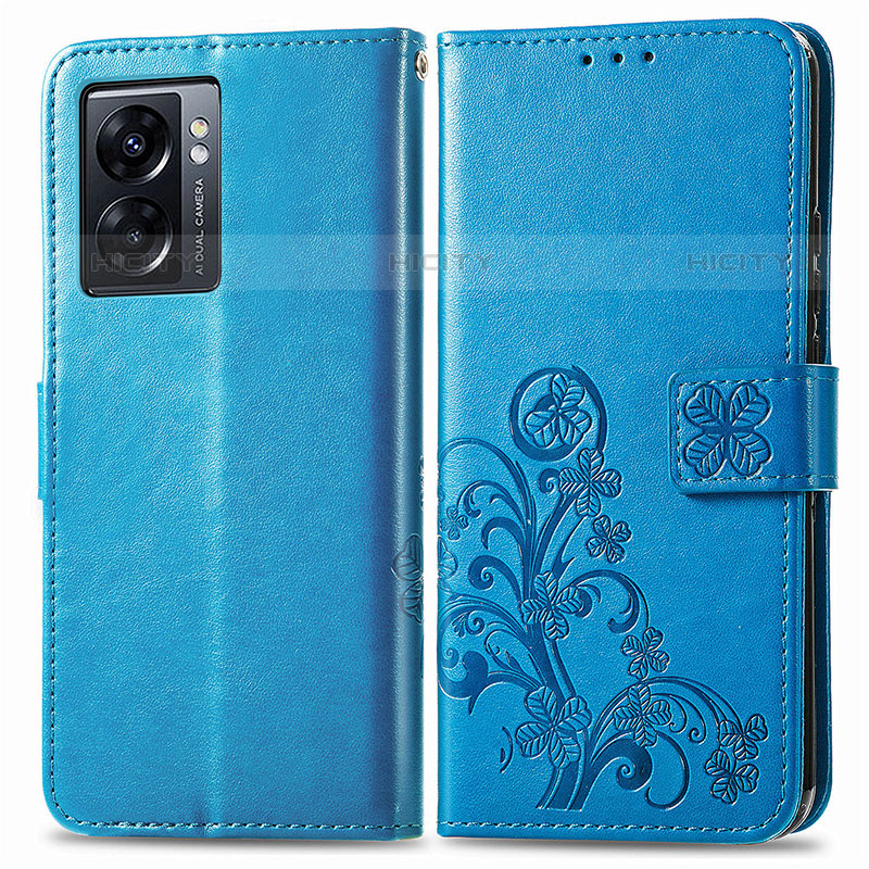 Handytasche Stand Schutzhülle Flip Leder Hülle Blumen für OnePlus Nord N300 5G Blau Plus