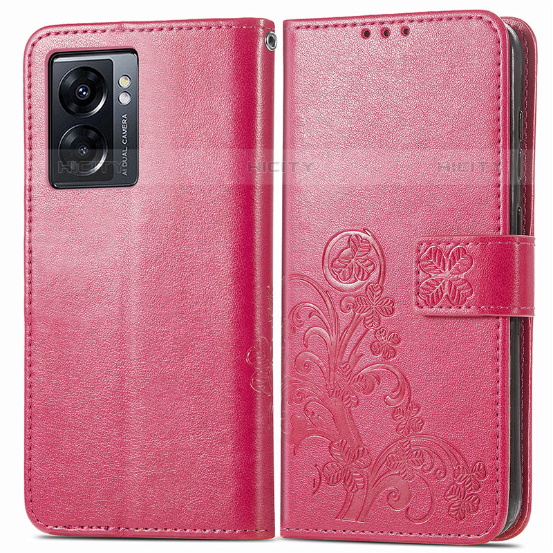 Handytasche Stand Schutzhülle Flip Leder Hülle Blumen für OnePlus Nord N300 5G Rot Plus