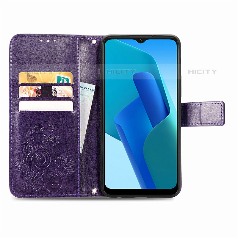 Handytasche Stand Schutzhülle Flip Leder Hülle Blumen für Oppo A16e groß