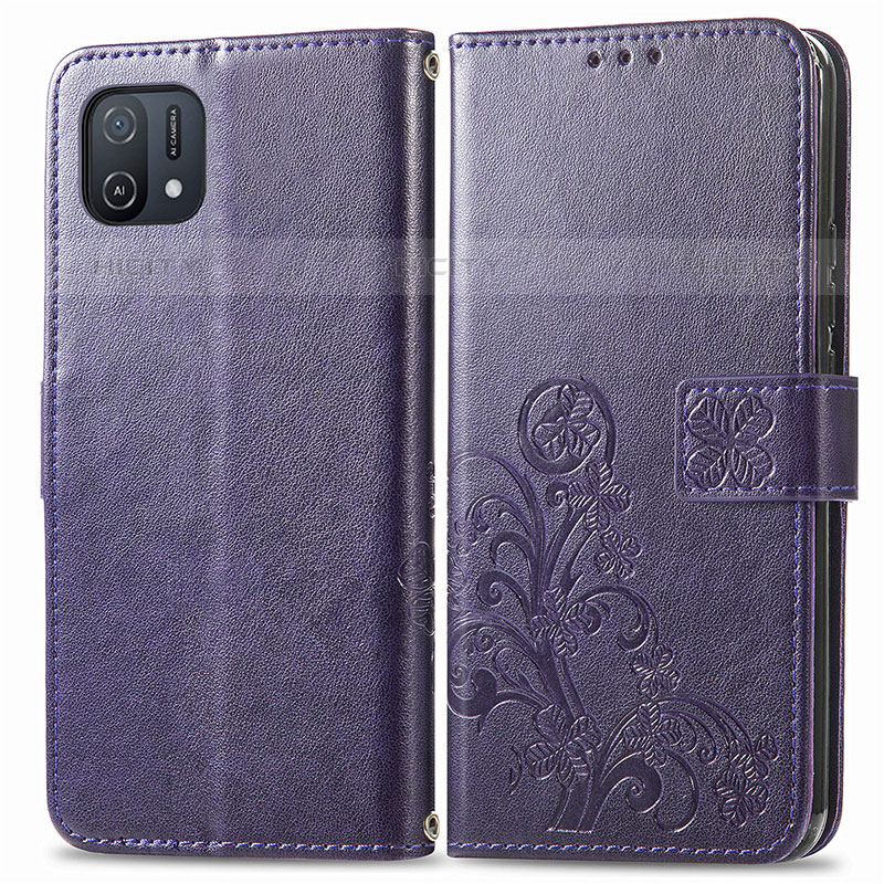 Handytasche Stand Schutzhülle Flip Leder Hülle Blumen für Oppo A16e Violett