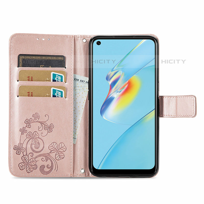 Handytasche Stand Schutzhülle Flip Leder Hülle Blumen für Oppo A54 4G groß