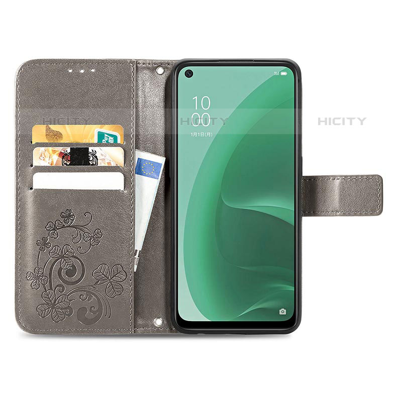 Handytasche Stand Schutzhülle Flip Leder Hülle Blumen für Oppo A55S 5G groß