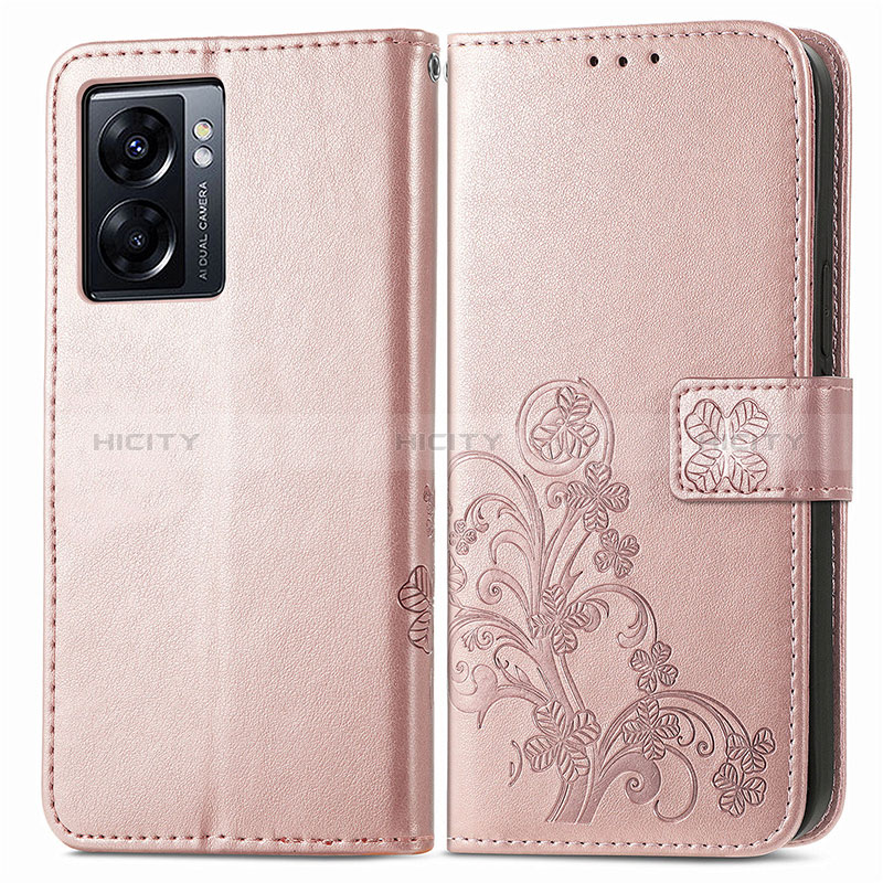 Handytasche Stand Schutzhülle Flip Leder Hülle Blumen für Oppo A57 5G