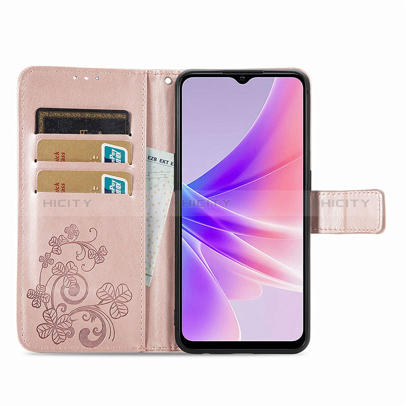 Handytasche Stand Schutzhülle Flip Leder Hülle Blumen für Oppo A57 5G