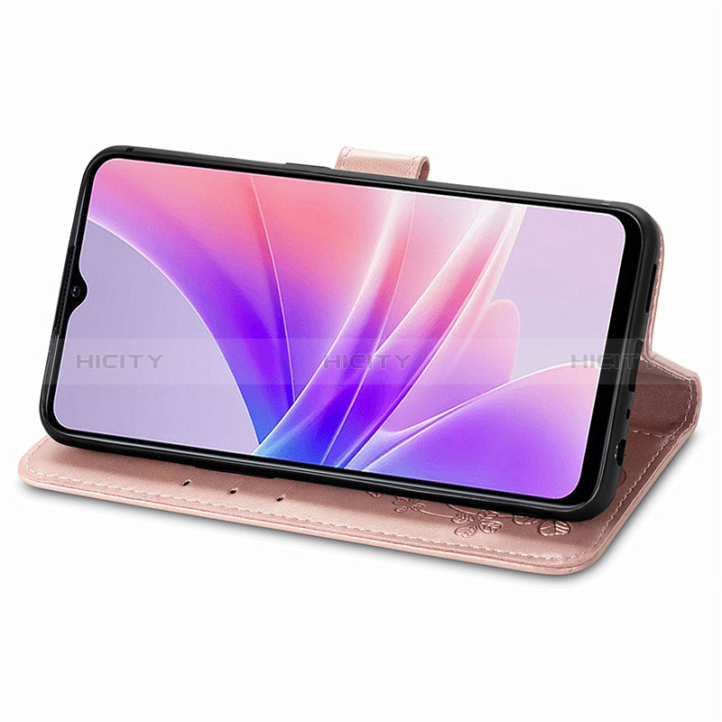 Handytasche Stand Schutzhülle Flip Leder Hülle Blumen für Oppo A57 5G