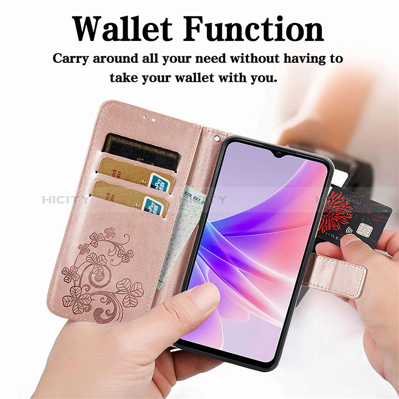 Handytasche Stand Schutzhülle Flip Leder Hülle Blumen für Oppo A57 5G