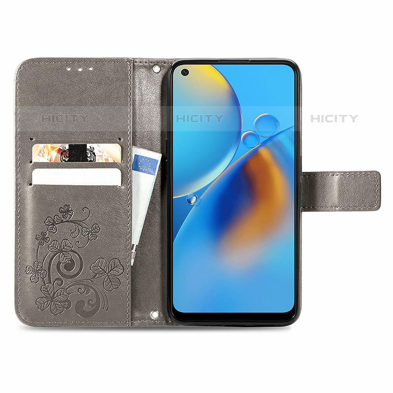 Handytasche Stand Schutzhülle Flip Leder Hülle Blumen für Oppo A74 4G