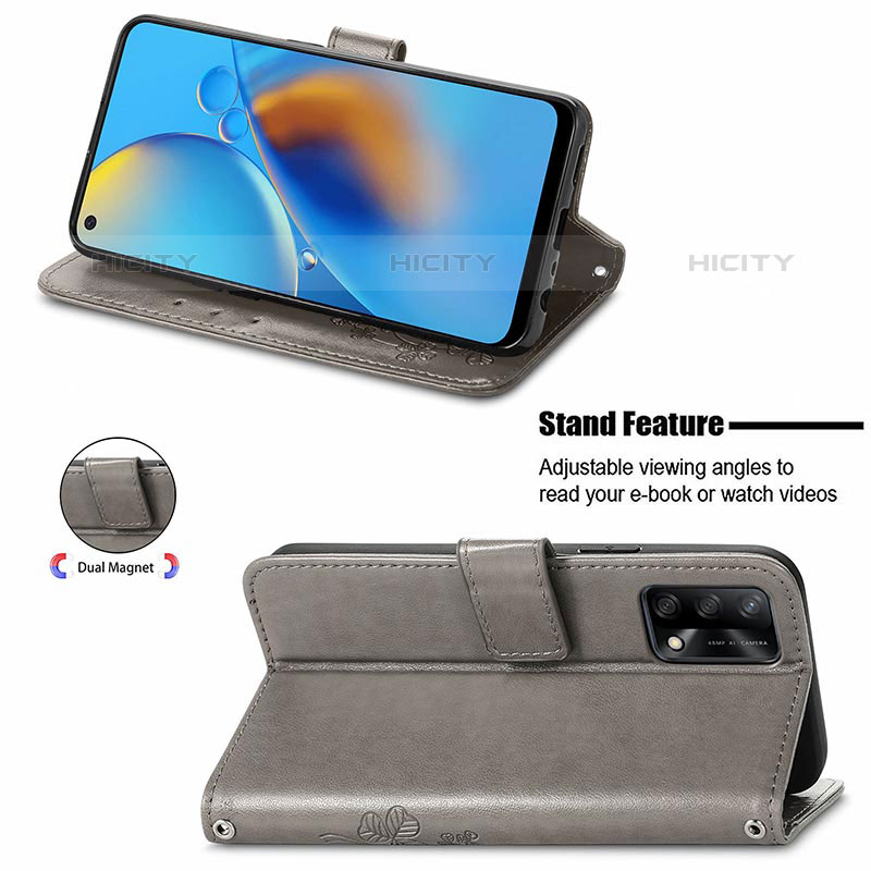 Handytasche Stand Schutzhülle Flip Leder Hülle Blumen für Oppo A74 4G