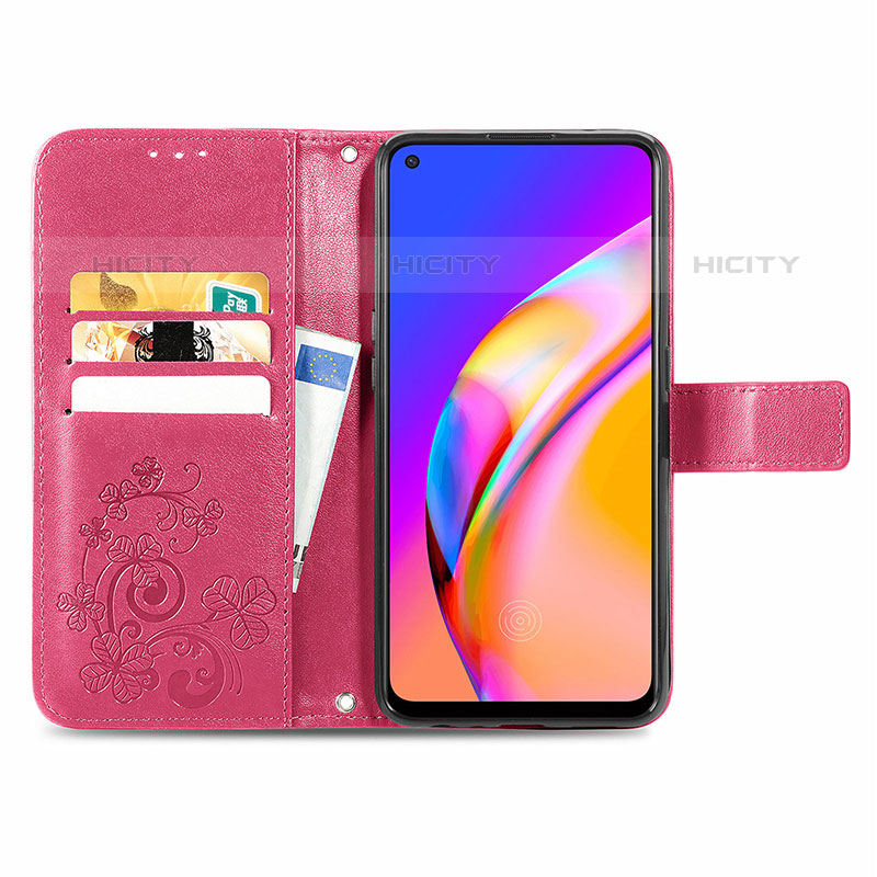 Handytasche Stand Schutzhülle Flip Leder Hülle Blumen für Oppo A94 4G groß