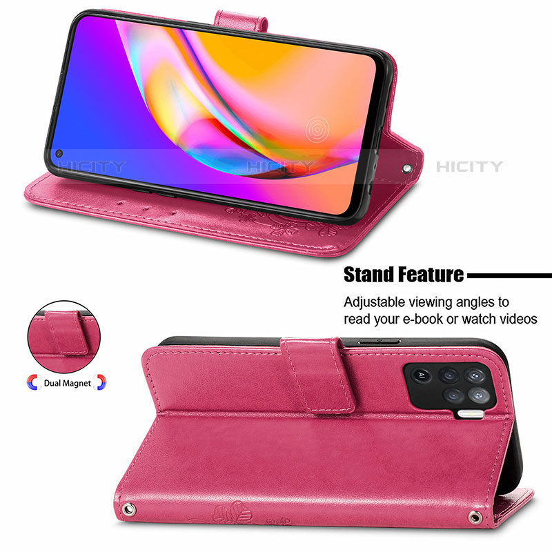 Handytasche Stand Schutzhülle Flip Leder Hülle Blumen für Oppo A94 4G