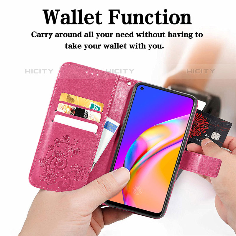 Handytasche Stand Schutzhülle Flip Leder Hülle Blumen für Oppo F19 Pro groß