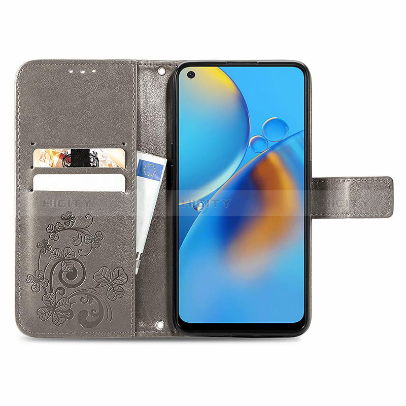 Handytasche Stand Schutzhülle Flip Leder Hülle Blumen für Oppo F19s groß