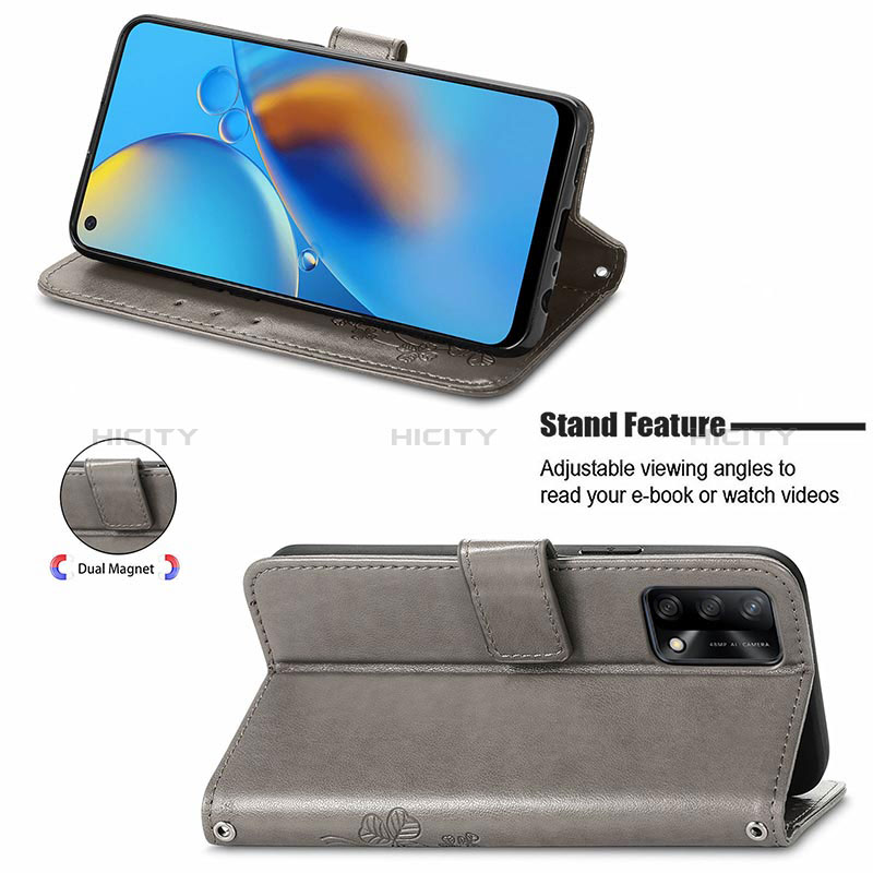 Handytasche Stand Schutzhülle Flip Leder Hülle Blumen für Oppo F19s