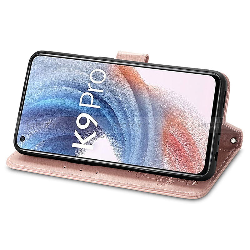 Handytasche Stand Schutzhülle Flip Leder Hülle Blumen für Oppo K9 Pro 5G groß