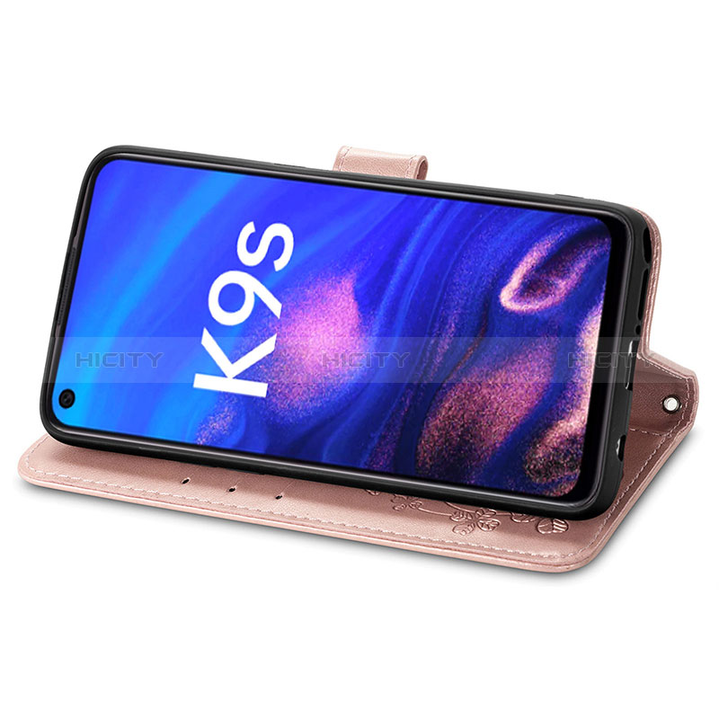 Handytasche Stand Schutzhülle Flip Leder Hülle Blumen für Oppo K9S 5G