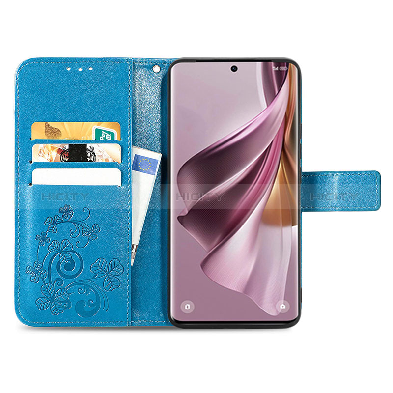 Handytasche Stand Schutzhülle Flip Leder Hülle Blumen für Oppo Reno10 5G