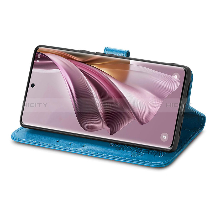 Handytasche Stand Schutzhülle Flip Leder Hülle Blumen für Oppo Reno10 5G