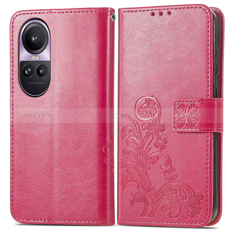 Handytasche Stand Schutzhülle Flip Leder Hülle Blumen für Oppo Reno10 Pro 5G Pink Plus