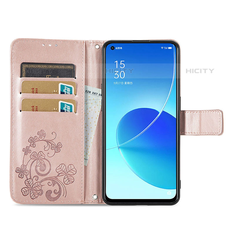 Handytasche Stand Schutzhülle Flip Leder Hülle Blumen für Oppo Reno6 5G