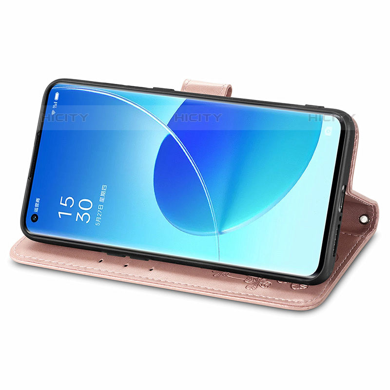 Handytasche Stand Schutzhülle Flip Leder Hülle Blumen für Oppo Reno6 Pro 5G groß