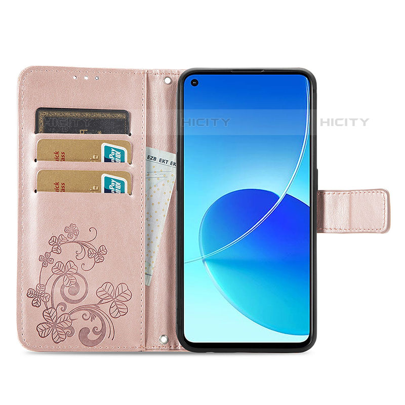 Handytasche Stand Schutzhülle Flip Leder Hülle Blumen für Oppo Reno6 Z 5G