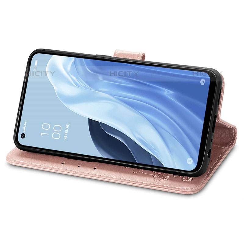 Handytasche Stand Schutzhülle Flip Leder Hülle Blumen für Oppo Reno7 A