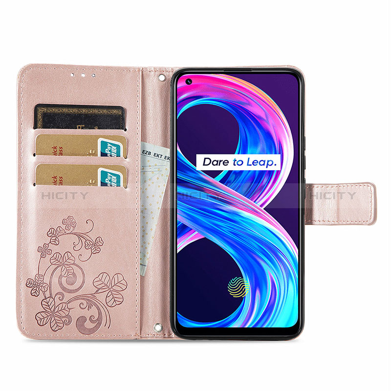 Handytasche Stand Schutzhülle Flip Leder Hülle Blumen für Realme 8 4G