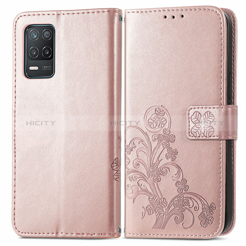 Handytasche Stand Schutzhülle Flip Leder Hülle Blumen für Realme 8 5G Rosegold