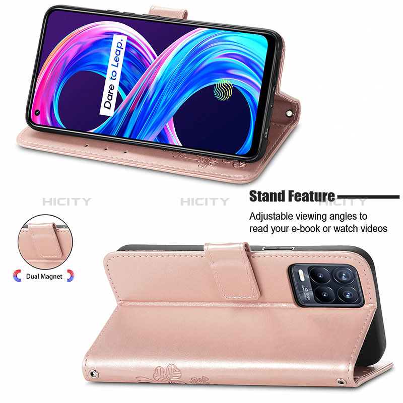 Handytasche Stand Schutzhülle Flip Leder Hülle Blumen für Realme 8 Pro groß