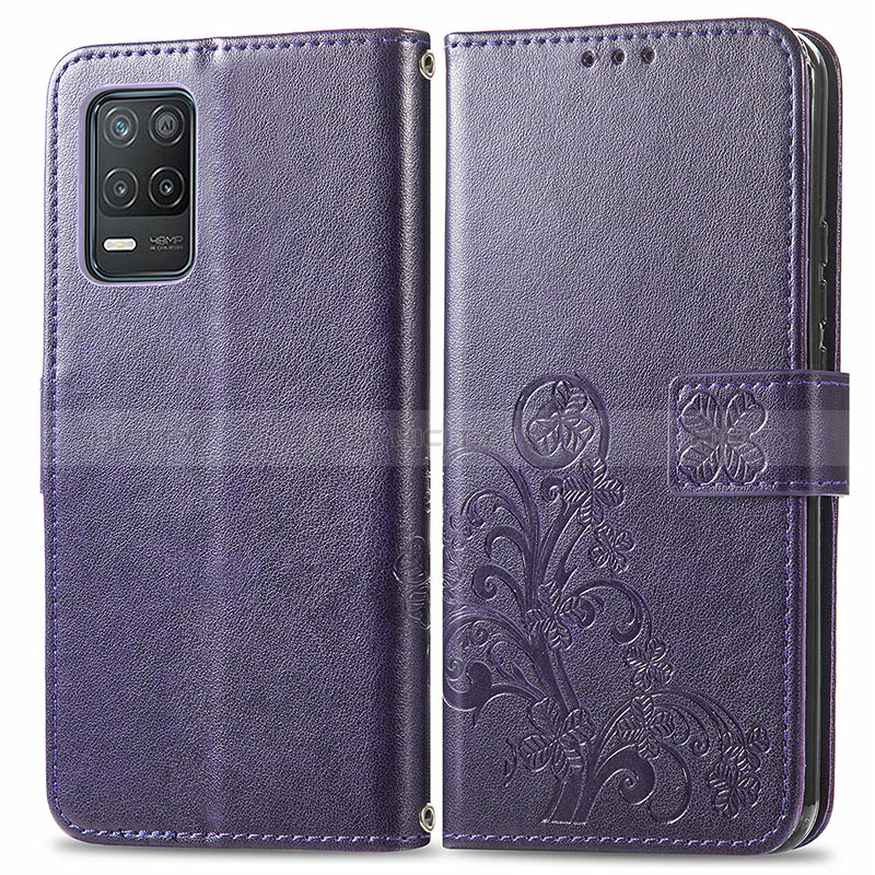 Handytasche Stand Schutzhülle Flip Leder Hülle Blumen für Realme 8s 5G Violett Plus