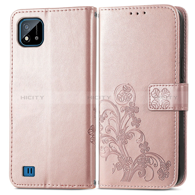 Handytasche Stand Schutzhülle Flip Leder Hülle Blumen für Realme C11 (2021) Rosegold Plus