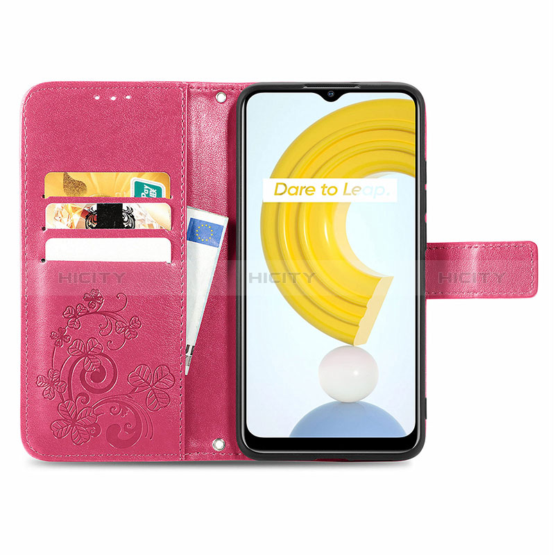 Handytasche Stand Schutzhülle Flip Leder Hülle Blumen für Realme C21