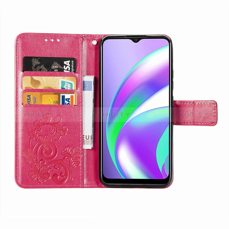 Handytasche Stand Schutzhülle Flip Leder Hülle Blumen für Realme C25