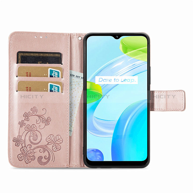 Handytasche Stand Schutzhülle Flip Leder Hülle Blumen für Realme C30s