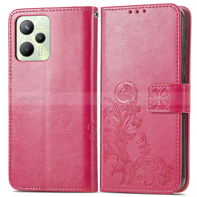 Handytasche Stand Schutzhülle Flip Leder Hülle Blumen für Realme C35 Pink