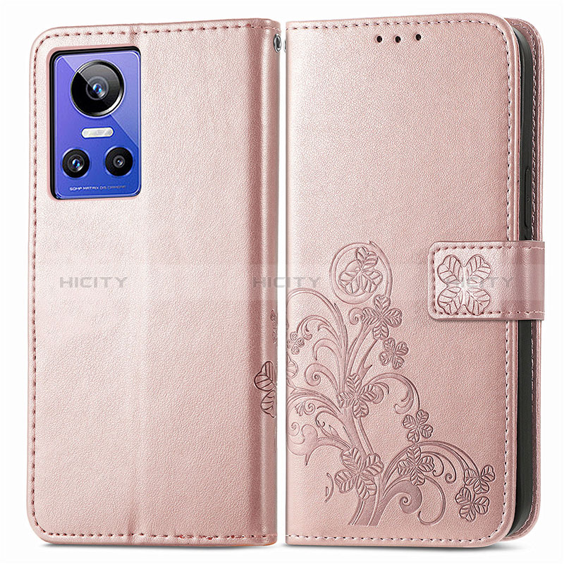 Handytasche Stand Schutzhülle Flip Leder Hülle Blumen für Realme GT Neo3 5G Rosegold Plus